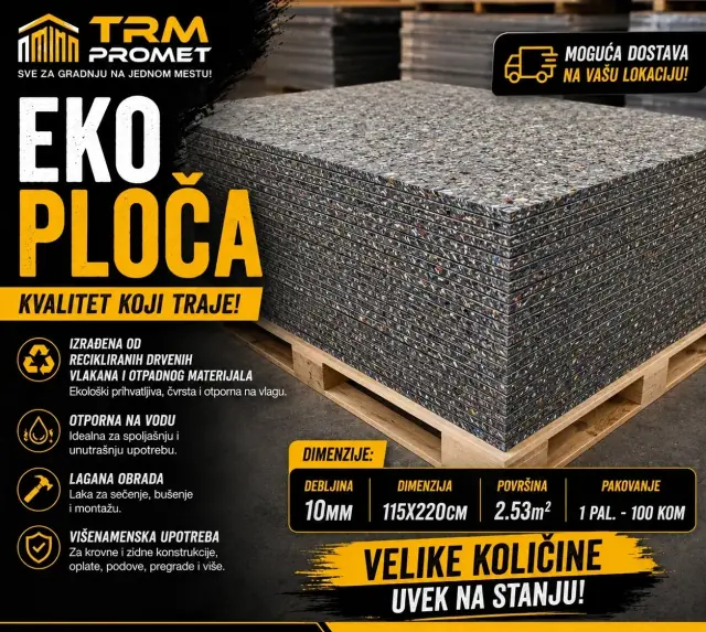 EKO ploča 10 mm — 115 × 220 cm